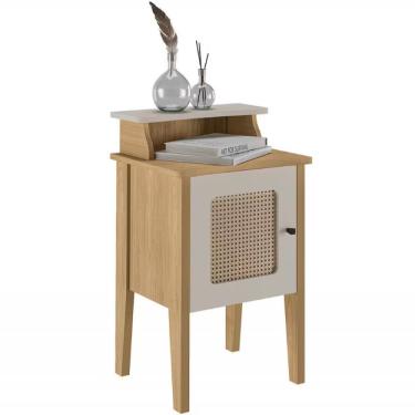 Imagem de Mesa De Apoio Artely Charlotte Com 1 Porta Carvalho Com Off White