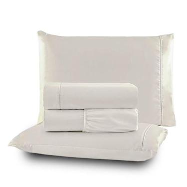 Imagem de Roupa de Cama Lençol Casal 200 Fios Algodão 4 Peças em Ponto Palito An