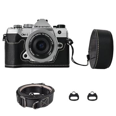 Imagem de VOVMOEYA Kit De Capa Protetora Para Câmera Olympus Om-5/Om-D E-M5 Iii, Sistema Om-5, Com Tampa Lente Frontal 16-50 Mm E Alça Ombro Ajustável, Preta