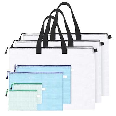Imagem de Swpeet Peças, 3 Tamanhos, A3, A5, 19 X 25", Bolsa De Armazenamento, Bolsas Portfólio Arte Com Zíper E Alça, Kit Sortido, Organizadores Pasta Malha, Pôsteres, Transparente