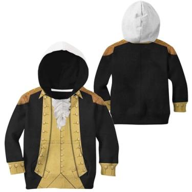 Imagem de Moletom com capuz histórico para crianças, uniforme de guerra revolucionária, estampa 3D, jaqueta do exército, fantasia de Dia das Bruxas, George Washington Tamanho infantil, PP