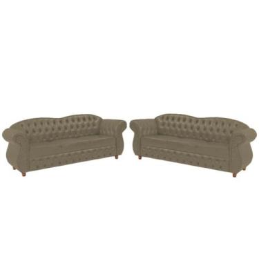 Imagem de Conjunto com 2 Sofás Chesterfield Merlo 3 lugares 2M - Veludo Nude / D