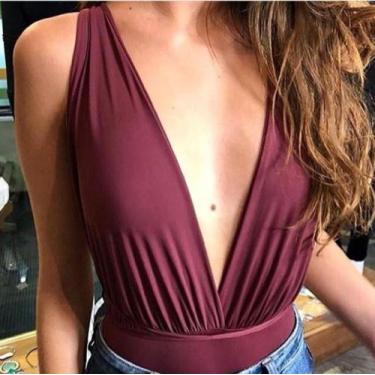 Imagem de Body feminino multiformas com bojo tecido poliester - moda filo, Bordô