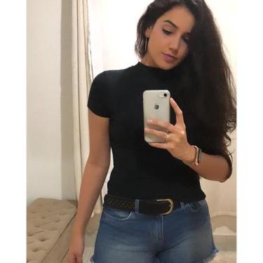 Imagem de Blusa feminina   gola alta malha canelada moda influencer - Filó Modas