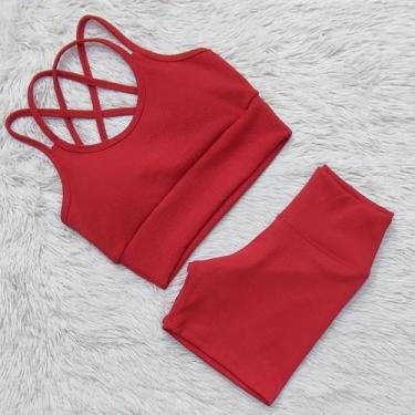 Imagem de Conjunto Ana Ruga Texturizado Para Academia Feminino Short Cós Alto To