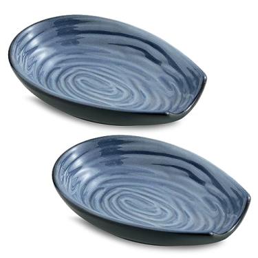 Imagem de Hasense Conjunto De 2 Descansos Colher Para Fogão, Suporte Cozinha, Concha Cerâmica, Espátula, Pinça E Colher, Espátula Resistente Ao Calor, Azul Acinzentado