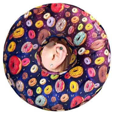 Imagem de BVOKQUC Travesseiro de piercing de orelha para dormir de lado, travesseiros com furos para dor de ouvido, travesseiro de donut para adultos, CNH, alívio de dor de ouvido, almofada de pressão e
