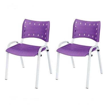 Imagem de Cadeira Iso Base Branco Escola, Escritório Violeta Kit 2 Un