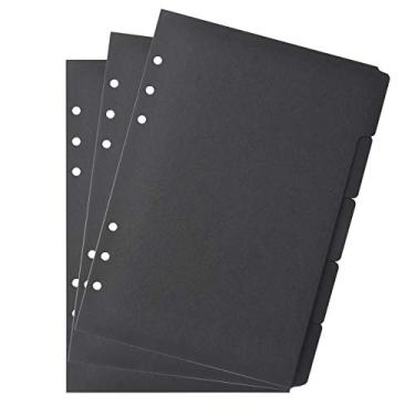 Imagem de Bluecell 3 conjuntos Kraft Divisor de papel Índice páginas Tab Cartas para 6 furos Anel Encadernação Diário de Viagem Agenda, A5 Black