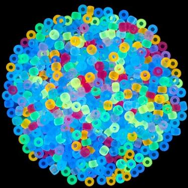 Imagem de 1000 unidades de pulseiras de pônei de 9 mm contas de pônei de plástico arco-íris para colar, contas de cabelo para tranças para meninas, chaveiro, fabricação de joias (brilha no escuro - 9 cores)