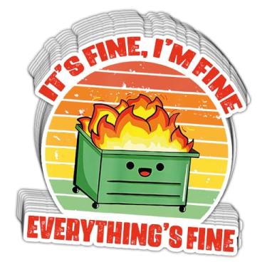 Imagem de HOSALA (7,6 cm - 10 peças) I'm Fine It's Fine Everything is Fine Adesivo Engraçado Fire Dumpster Adesivo de Conscientização de Saúde Mental Decalque Motivação Presente Decoração Janela Laptop Tablet