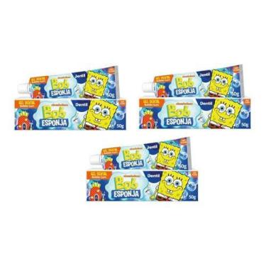 Imagem de 3 Gel Dental Dentil Kids Fluor Cálcio Bob Esponja Bubble Gum