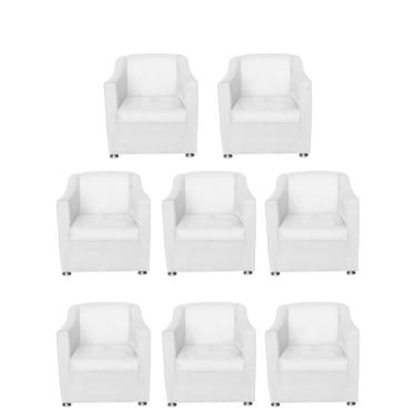 Imagem de Kit 8 Poltronas Bia Decorativa Reforçada Recepção Clínica Salão Sala De Estar Courino