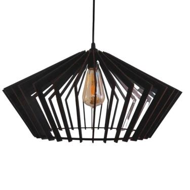 Imagem de Luminária Teto Tipo Pendente Dejavu Em Mdf - Completa - Cor:preta