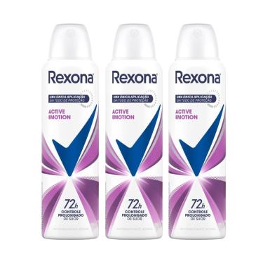 Imagem de Desodorante Antitranspirante Rexona Active Emotion Aerosol 150ml  Kit com três unidades
