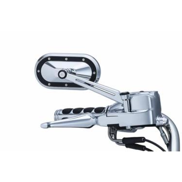 Imagem de Kuryakyn Acessório de guidão de motocicleta 1765: espelhos laterais retrovisores da indústria pesada, cromado com detalhes em preto acetinado, 1 par