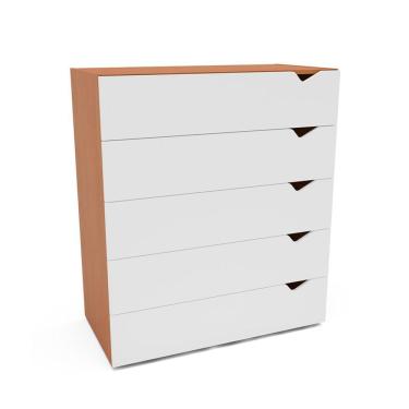 Imagem de Cômoda Porto 5 Gavetas Branca e Freijó