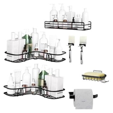 Imagem de Kit 2 Prateleiras Suporte Com Alto Adesivos Para Parede Banheiro Cozinha Lavanderia Shampoo Sabonete(7 PRATELEIRAS.)