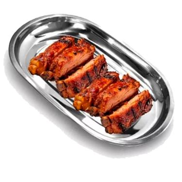 Imagem de Baixela Oval de 30cm Bandeja em Aço Inox Travessa Servir Porções Restaurante Buffet