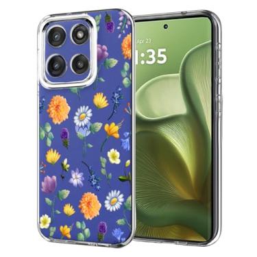 Imagem de Unov Capa compatível com Motolora Moto Edge 60 Fusion Moto 60 5G transparente com flores jardim floral feminino em relevo design padrão TPU macio absorção de choque fina em relevo padrão protetor capa