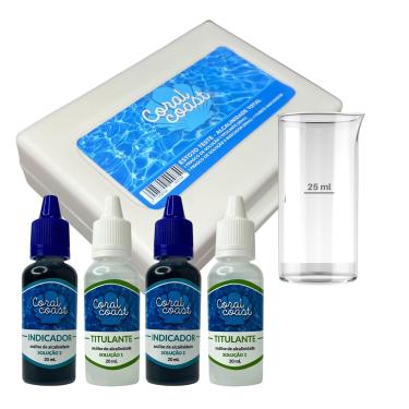 Imagem de Estojo Medidor Alcalinidade + 2 Reagentes Extras CORAL COAST Kit Limpeza Manutenção Piscina Água Cristalina Verão