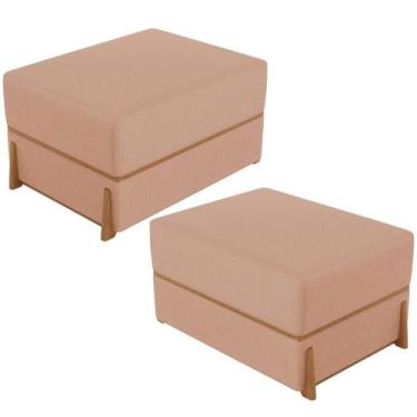 Imagem de Kit 02 Puffs Decorativo Retangular Para Sala de Estar Domus L02 Linho 