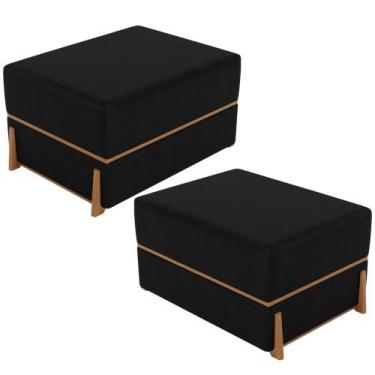 Imagem de Kit 02 Puffs Decorativo Retangular Para Sala de Estar Domus L02 materi
