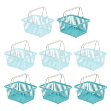 Imagem de PATIKIL 8 peças de cesta pequena de plástico, mini cesta de armazenamento de mercearia pequenas cestas de compras com alça organizadora água filtrada para organizar brinquedos, frutas, legumes