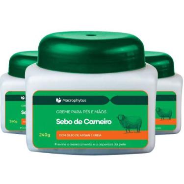 Imagem de KIT 3X Creme Para Pés e Mãos Sebo de Carneiro 240g - Macrophytus