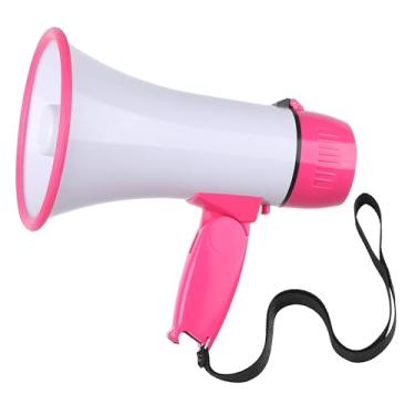Imagem de Flydot Megafone com sirene de microfone de alto-falante e Bullhorn de gravação de 240 segundos inclui controle de volume para eventos ao ar livre e gerenciamento de multidão (branco e rosa)