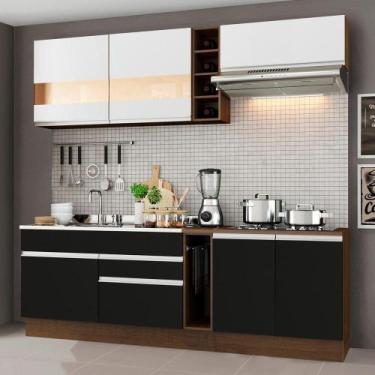 Imagem de Cozinha Completa Armário e Balcão Madesa Rustic/Preto/Branco