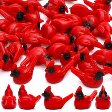 Imagem de ONEST 45 Pieces Mini Resin Red Cardinal Bird Figurines Realistic Bird Animals Ornaments for Cake Toppers Micro Landscape Indoor Home Garden Decoration Micro Landscape