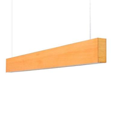 Imagem de Lustre Madeira Retangular Linear LED Integrado 98cm -SNK 04 - Trybo De