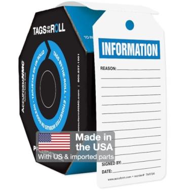 Imagem de Accuform Etiquetas TAR726 da Signs by-The-Roll Inspection and Status Record Tags, Legend"Information", 15,8 cm de comprimento x 7,6 cm de largura x 0 cm de espessura, PF-Cardstock, azul/preto sobre