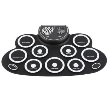 Imagem de KIMISS Drum Eletrônico Conjunto Com Alto -falantes Duplos Recarregáveis USB - Roll Up Drum Practice Pad, 9 Almofadas de Tambor, Volume Ajustável, Design Leve e Portátil, Pedais de pé Incluídos
