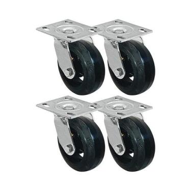 Imagem de Kit 4 un roda rodízio giratório borracha moldada 8 pol - AJAX