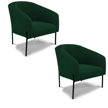 Imagem de Cadeira Sala De Jantar Pé De Ferro Preto Kit 2 Stella Bouclê D03 - D'rossi Cor Verde