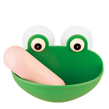 Imagem de 1 peça suporte de saboneteira de sapo fofo de silicone portátil saboneteira de sucção de parede rack de drenagem de esponja de banheiro kit organizador para chuveiro, cozinha, bancada...