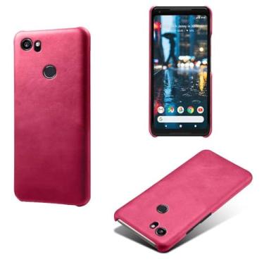 Imagem de Capa para Google Pixel 2XL,Proteção contra quedas,Casca de volta de cor sólida simples,Design de couro de imitação de plástico-Rose