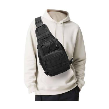 Imagem de Mochila Sling Bag SEAFEW pequena preta impermeável para homens