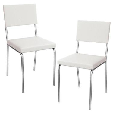 Imagem de Kit 2 Cadeiras Cromada Sala Jantar 2C128CR Kappesberg, Branco