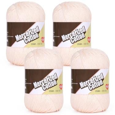 Imagem de Katech Fio de algodão 100% mercerizado para crochê e tricô – Soft Sport Weight CYC #2, 4 novelos de 100 g (100 g), fio de crochê ideal para panos de prato, roupas de bebê, meias, cachecóis (rosa
