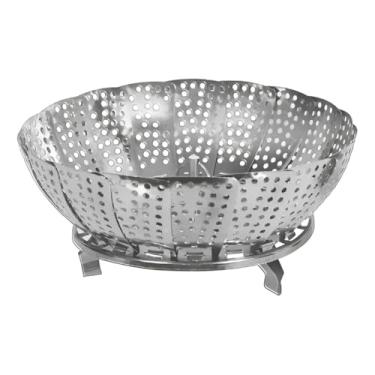 Imagem de Cesto Retrátil Inox Cozimento a Vapor Legumes Verduras Frutas Utensílio Cozinha