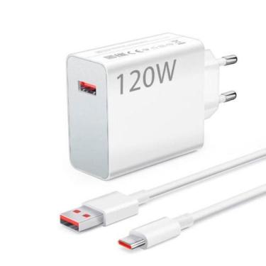 Imagem de carregador turbo tipo c fonte 120w cabo compatível xiaomi samsung carg