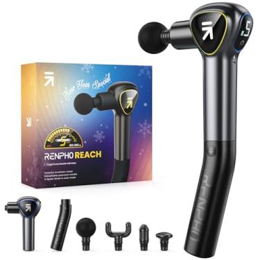 Imagem de RENPHO Pistola de massagem para tecidos profundos, massageador nas costas para alívio da dor com alça de extensão longa, mini massageadores musculares portáteis de percussão sem fio para pescoço de