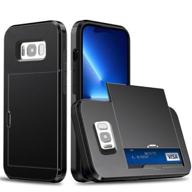 Imagem de HTXWXJC Capa de telefone para Galaxy S8 Plus, capa carteira para Samsung S8+ G955 Samsung S8 Plus com suporte para cartão, capa protetora antiqueda de policarbonato + TPU para Samsung Galaxy S8 Plus,