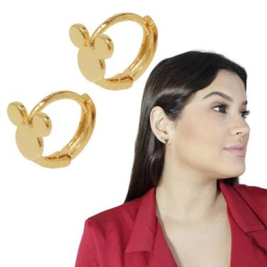 Imagem de Brinco infantil ouro Mickey banhado Argolinha Mickey pequena delicado 