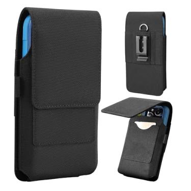 Imagem de BECPLT Coldre de nylon compatível com Galaxy S25 Ultra S24/S23/S22/S21/S20 Ultra A17 A16 Motorola Moto G56 G Power Black Suporte de cinto para celular masculino