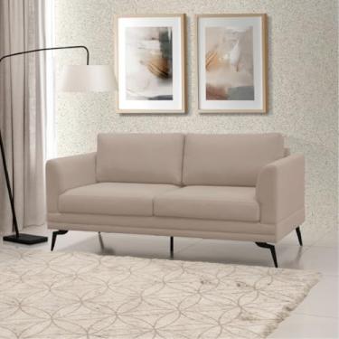 Imagem de Sofá Living Elegante Poemme 1,80mt Pé De Ferro - Veludo Bege