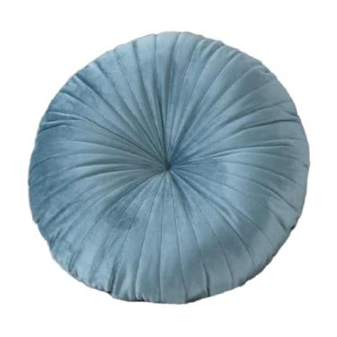 Imagem de Generic Almofada de chão redonda de abóbora, elegante e decorativa, macia, para cadeira, penteadeira, sala de trabalho, escritório, Lago Azul